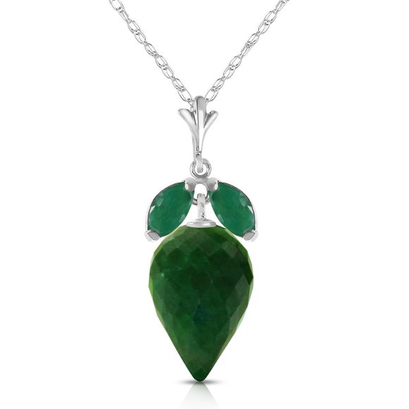 14K GOLD NECKLACE POINTY EMERALD